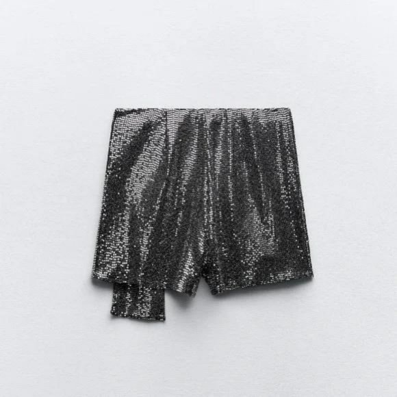 ZARA SPARKLY WRAP FRONT SKORT - Picture 4 of 5
